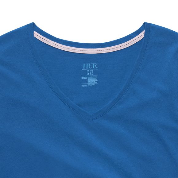HUE Solid V-Neck 3/4 Sleeve Tee - Picture 3 of 3